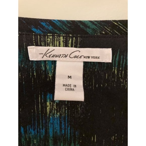 KENNETH COLE quarter sleeve Ruched Brushed pattern blouse. Size M - Picture 2 of 6